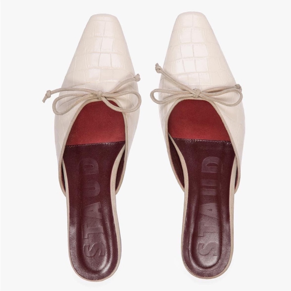 STAUD | GINA MULE | CREAM CROC